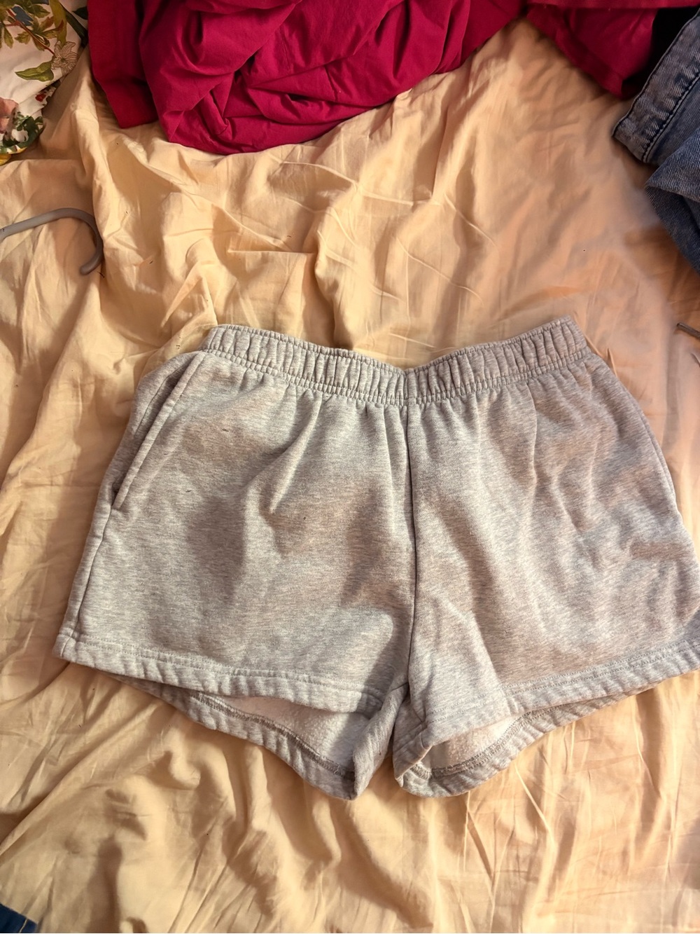 Light Gray Women's Athletic Lounge Shorts with Elastic Waist
